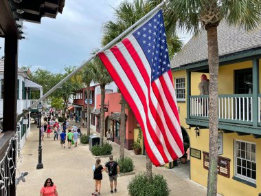 St. Augustine, FL USA - 14 Temmuz 2021: ABD 'nin en eski kentlerinden biri olan St. Augustine, Florida' nın tarihi bölgesi.