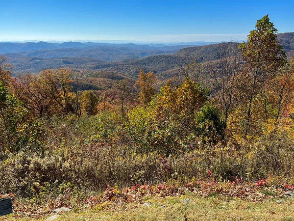 Overlook Beautiful Blue Ridge Parkway Boone Autumn Fall Color Changing — Stock Photo, Image