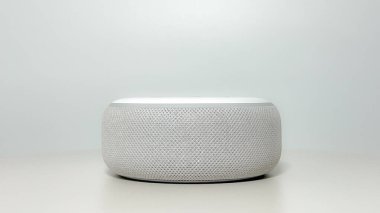 Orlando, FL USA - 14 Temmuz 2022: Beyaz arka planda bir Amazon Alexa.