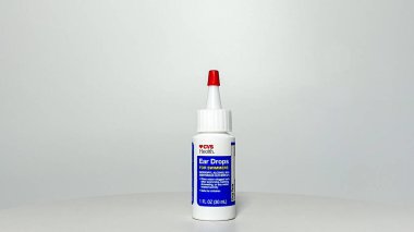 Orlando, FL USA - July 14, 2022:  A tube of CVS Health Ear Drops for swimmers on a white background.