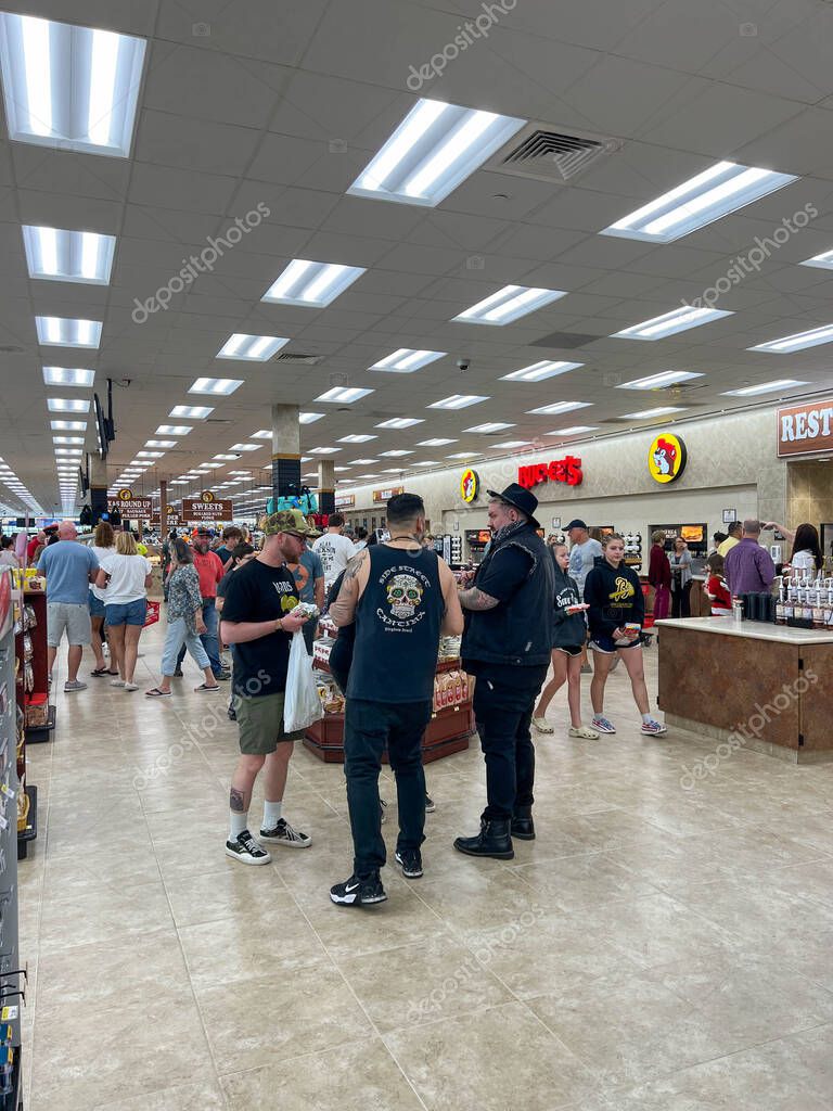 Daytona Beach, FL USA - February 25,2023:  People shopping for food and drinks at the  Buccees convenient store in Daytona Beach, Florida.