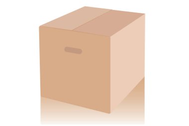 Kapalı karton kutu, dikey konum. 3d illüstrasyon.