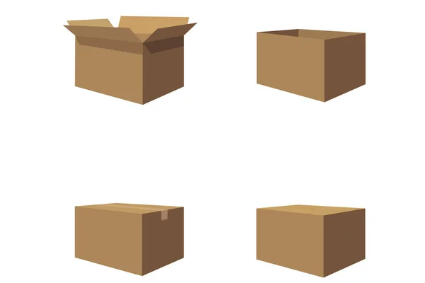 Κλειστά Ανοιχτά Κουτιά Από Χαρτόνι Καθιστούν — Διανυσματικό Αρχείο