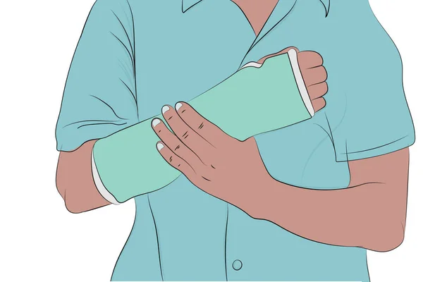 Person Mit Arm Gips Informative Medizinische Illustration — Stockvektor