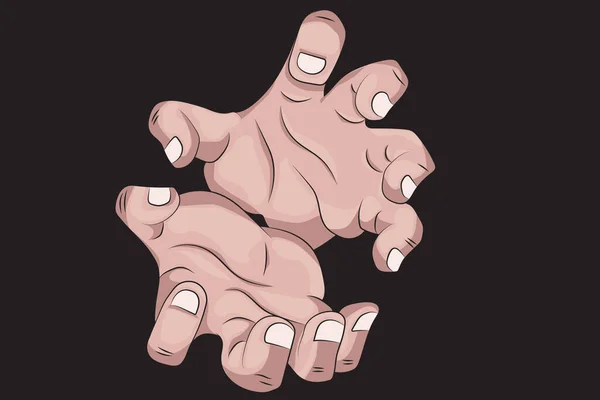手にエネルギーを持つアニメの手 ベクターアニメの手 — ストックベクタ