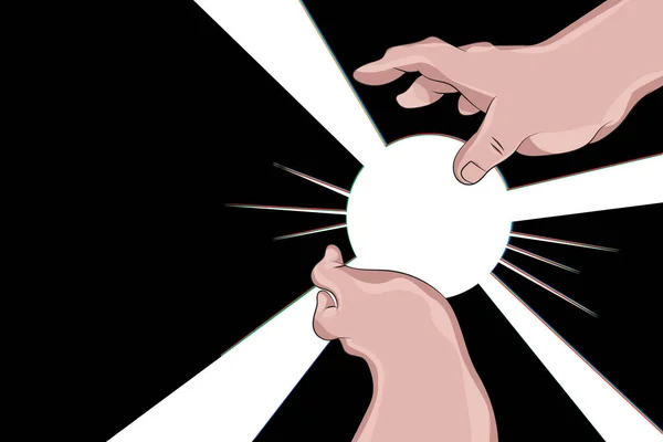 アニメシーン 手にエネルギーを持つアニメの手 ベクターアニメの手 — ストックベクタ