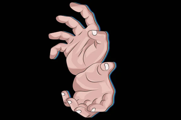 Mužské Ruce Pozice Bojových Umění Anime Hands — Stockový vektor