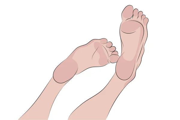 Vector Feet Raised Feet Showing Legs Young Woman Feet — Stock Vector
