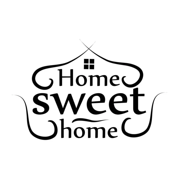 Home Sweet Home Schriftzug Mit Fenstersymbol Flaches Design Vektorillustration — Stockvektor