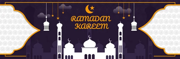 Banner Ilustración Mezquita Tema Ramadán — Vector de stock