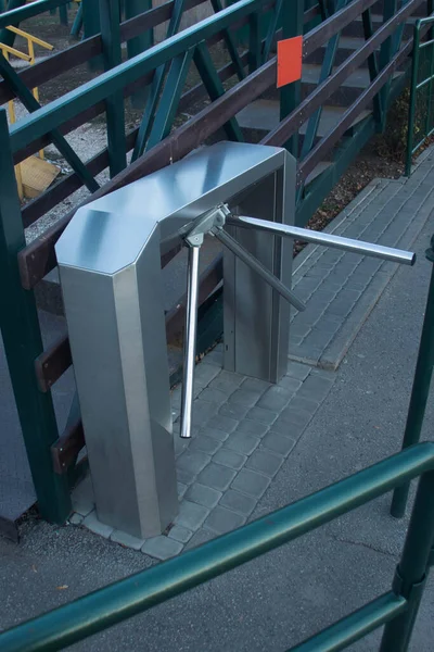 Electronic turnstile. Access system to the building. Pass through the passes. Security systems . Check Point. Automatic checkpoint. Building security.