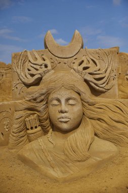 Sondervig, Danimarka, 21 Mayıs 2023: Uluslararası Kum Heykeli Festivali. 