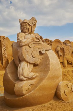 Sondervig, Danimarka, 21 Mayıs 2023: Uluslararası Kum Heykeli Festivali. 