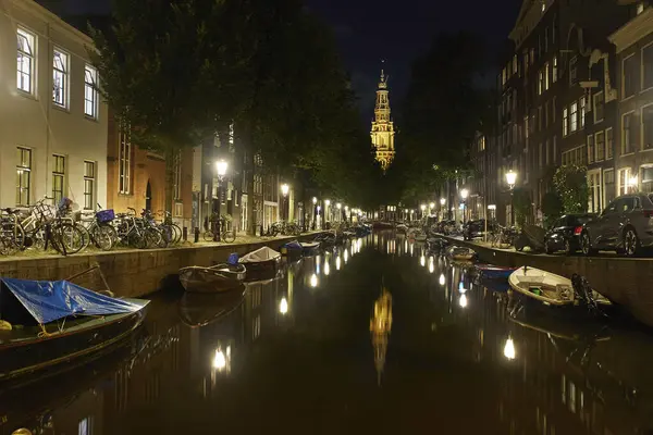 Majestic Amsterdam Night Summer City Landscape Panorama — Stock Photo, Image