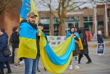 Ikast, Danimarka, 25 Şubat 2024: Ukrayna 'yı destekleme eylemi.