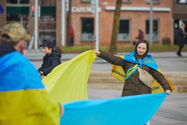 Ikast, Denmark, February 25, 2024: Action in support of Ukraine.