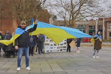 Ikast, Danimarka, 25 Şubat 2024: Ukrayna 'yı destekleme eylemi.