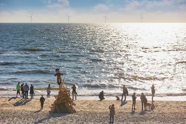 stock image St. Hans Day on the seashore in Denmark.