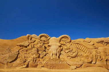 Sondervig, Danimarka, 11 Mayıs 2024: Uluslararası Kum Heykeli Festivali. 