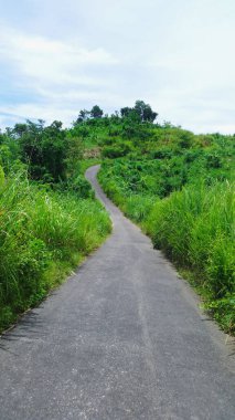 Boş dağ yolu ya da çevresindeki doğa ile sokak gösterisi. Sajek, Khagrachari, Bangladeş 'teki büyük dağa giden yol.