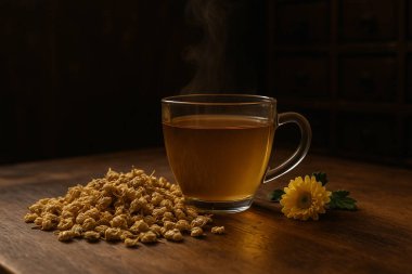 Kurutulmuş kasımpatı çiçeklerinden demlenen yapay zeka, mide sağlığı ve rahatlığı için Çin eczacılık sahnesinde sıcak servis edilen bitkisel çayı üretti.