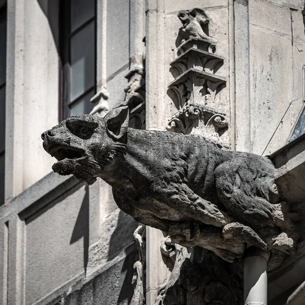 Średniowieczne Kamienne Gargulce Dachu Pałacu Nancy Lotaryngia Francja — Zdjęcie stockowe