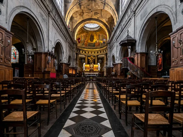 Majestic Church Interior Paris Medieval Art Architecture France — Stock Photo, Image