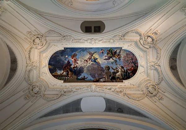 Malowany Sufit Sztukaterii Petit Palais Paryżu Kultura Sztuka Francja — Zdjęcie stockowe