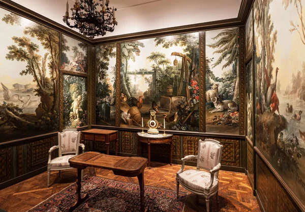Eleganckie Bogate Królewskie Wnętrze Dekoracja Zamku Paryż — Zdjęcie stockowe