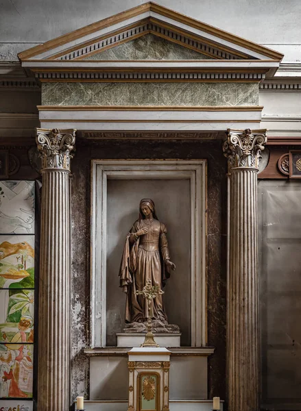 Ancienne Sculpture Dans Une Des Églises Paris Art Antique France — Photo