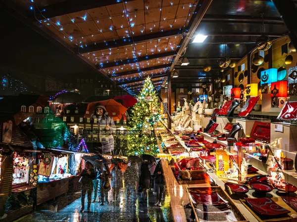 Рождественские Украшения Улицах Страсбурга Столицы Рождества Рождественский Рынок Франция — стоковое фото