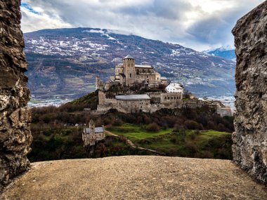 The Valere basilica , fortified church in Sion , canton of Valais ,Switzerland