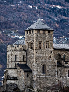 The Valere basilica , fortified church in Sion , canton of Valais ,Switzerland