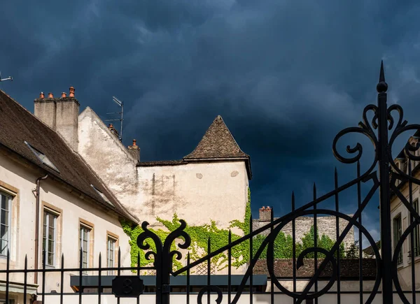 Magnifik Utsikt Tomma Gator Den Medeltida Staden Beaune Bourgogne Den — Stockfoto
