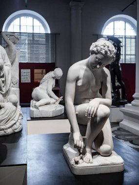 Amiens, Fransa 'daki Picardy Müzesi' nde mermer heykeller. Tam boy büstler ve heykeller.