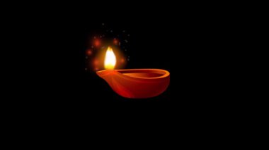 Parlak Diwali Diya Animasyonu (124; Işık Işıklı Neşeli Yağ Lambası)  