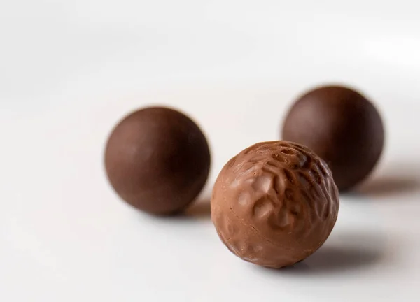 Chocolate Pralines White Backgraound — Stock Photo, Image