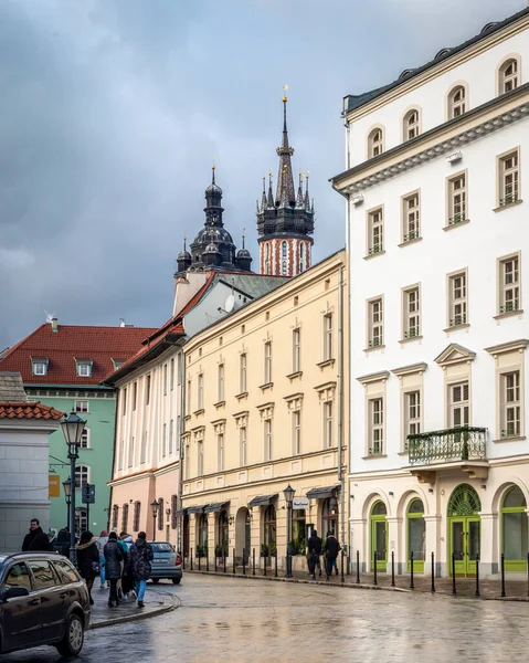 Utsikt Över Staden Mary Basilika Krakow Stockfoto