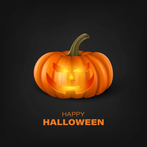 Calabaza Halloween Vectorial Sobre Fondo Negro Lindo Jack Lanterns Cara — Vector de stock