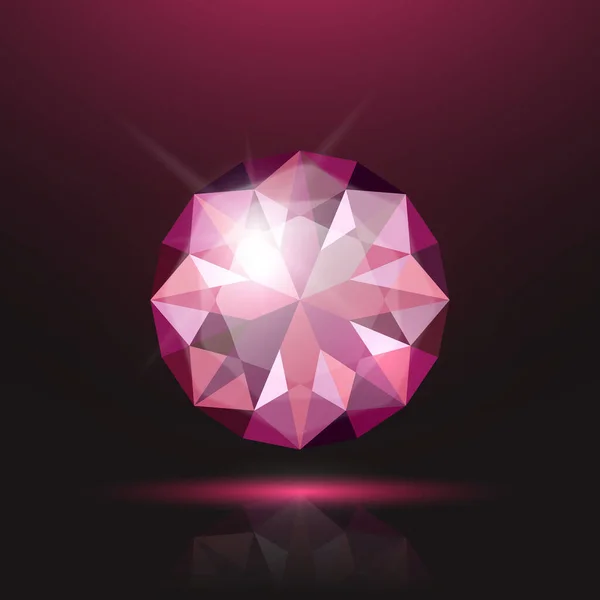 ベクトル3Dリアルなピンク透明なラウンドブラックの背景に宝石 ダイヤモンド クリスタル ラインストーンのクローズアップを成長させます ユダヤ教の概念 デザインテンプレート バナー — ストックベクタ
