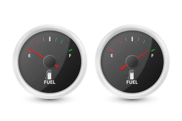 Vector Realistic Black White Circle Gas Fuel Tank Gauge Oil — 스톡 벡터