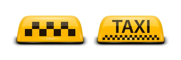 Διάνυσμα Ρεαλιστικό Ταξί Αυτοκίνητο Roof Sign Icon Set Closeup Απομονωθεί — Διανυσματικό Αρχείο
