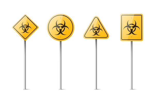 Advertencia Amarilla Vectorial Conjunto Iconos Señal Radiación Peligro Aislado Señal — Vector de stock