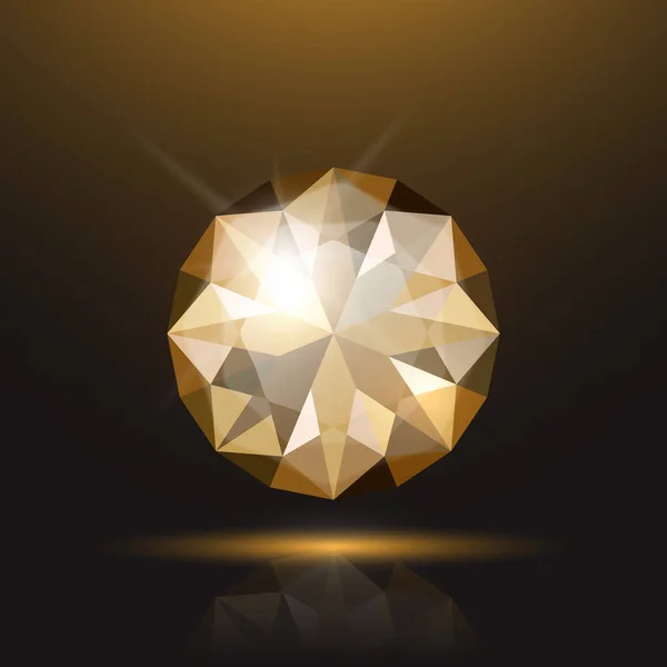 Vector Realista Amarillo Marrón Beige Transparente Redondo Brillante Gema Diamante — Vector de stock