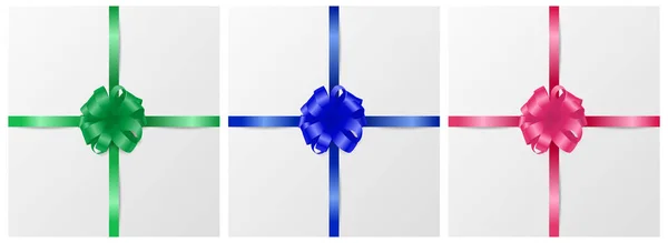 Vector Realisztikus Ajándék Különböző Színek Ikon Set Closeup Izolált Kék — Stock Vector