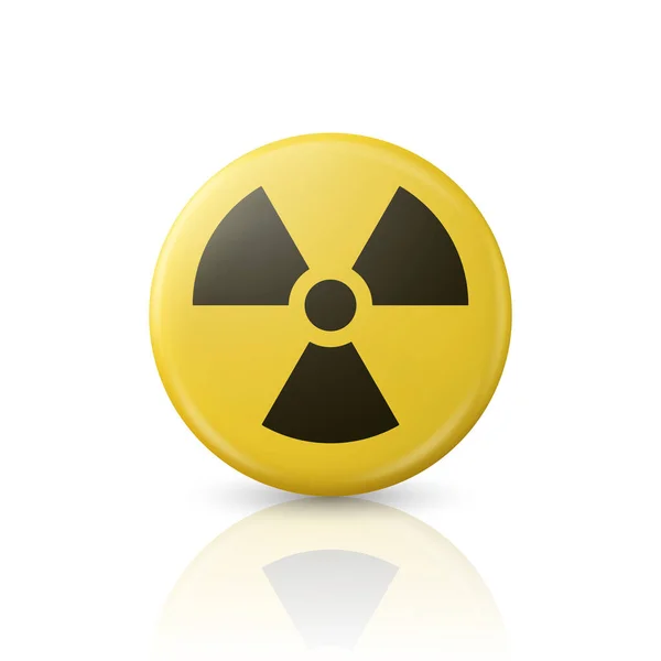 病媒黄色警告 危险辐射标志 按钮徽章图标隔离 核电站 放射性警告标志 圆圈危险标志 设计模板 — 图库矢量图片