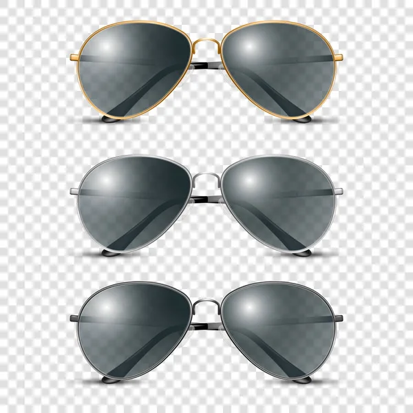 Vector Realistas Gafas Marco Redondo Conjunto Con Vidrio Transparente Negro — Vector de stock