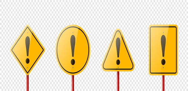 Vector Yellow Warning Danger Stop Sign Frame Felkiáltójellel Mark Icon — Stock Vector