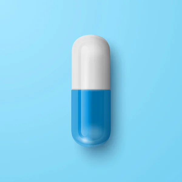 Pillola Medica Farmaceutica Blu Realistica Del Vettore Capsula Compressa Sfondo — Vettoriale Stock
