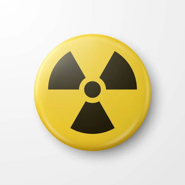 Vektör Sarı Uyarı Tehlike Radyasyon Şareti Düğme Rozeti Simgesi Zole — Stok Vektör